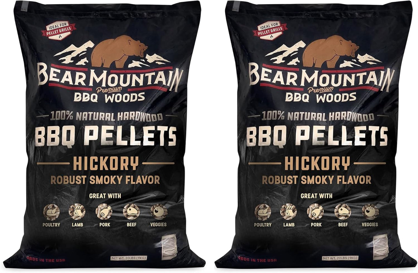 Bear Mountain Premium Hickory BBQ Smoker Pellets for Grilling