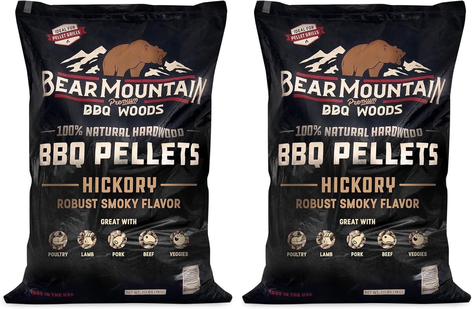 Bear Mountain Premium Hickory BBQ Smoker Pellets for Grilling