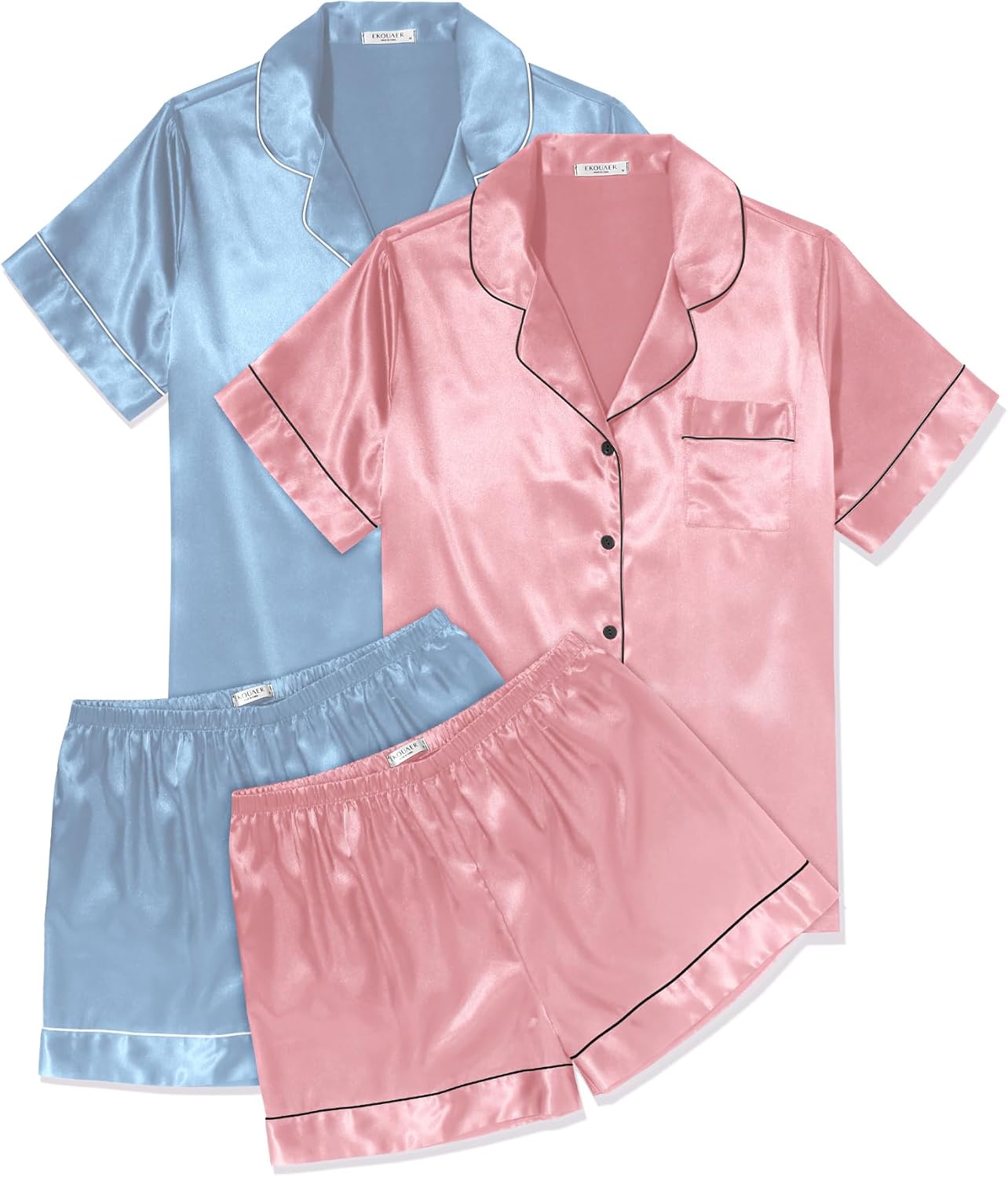Ekouaer Silk Satin Pajama Sets for Women - Cozy Summer Sleepwear