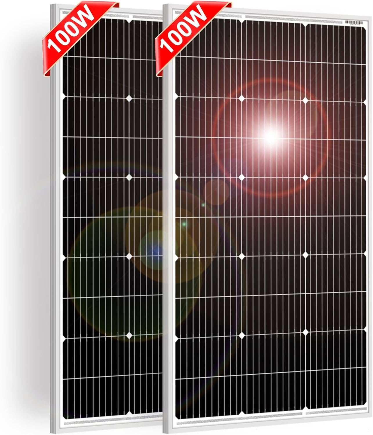 DOKIO 100W Solar Panel 2-Pack for Reliable Off-Grid Power