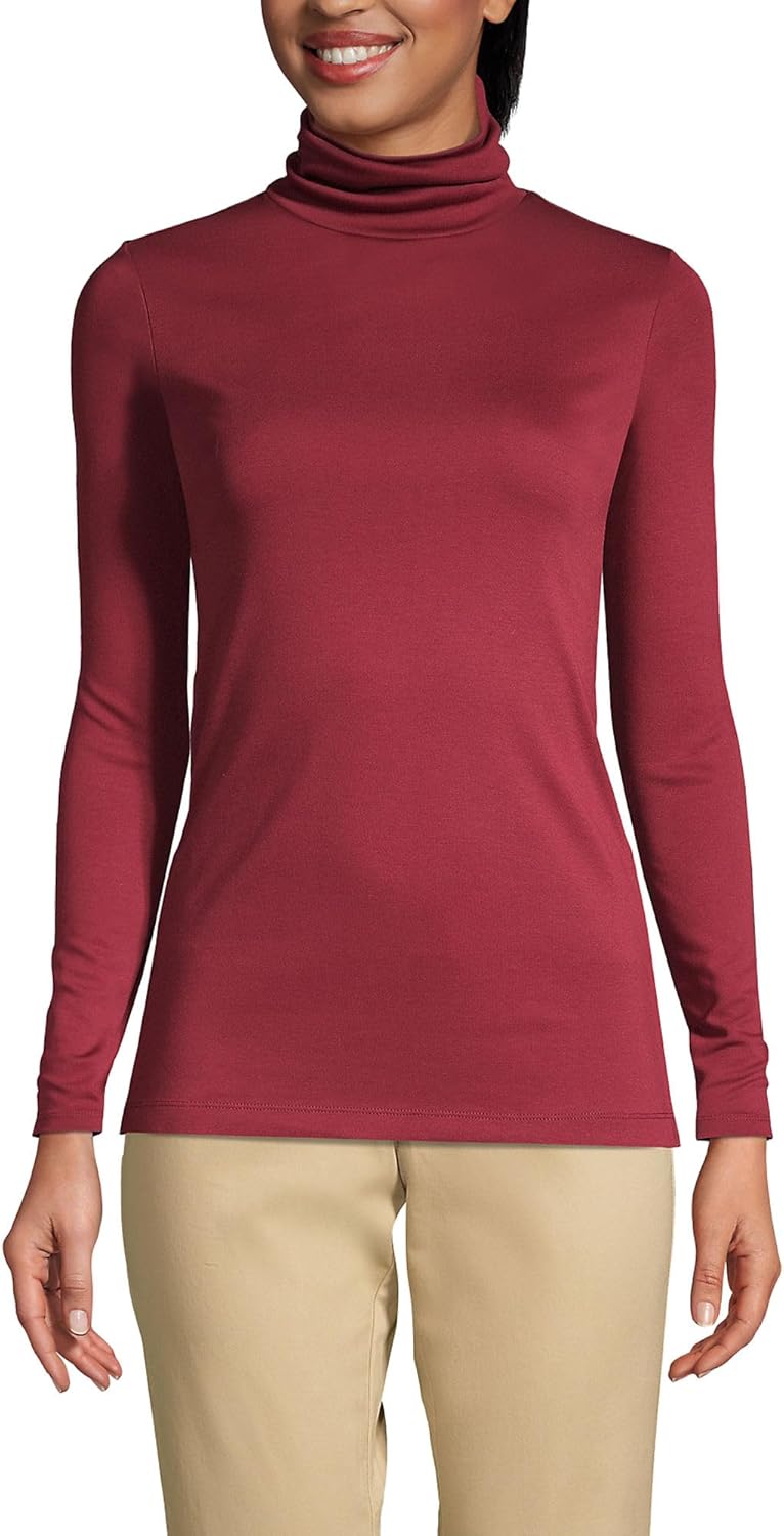 Lands' End Women's Supima Cotton Fitted Long Sleeve Turtleneck