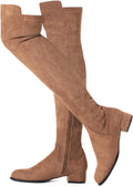 Women Over the Knee Suede Boots Black - Low 2in Block Heel
