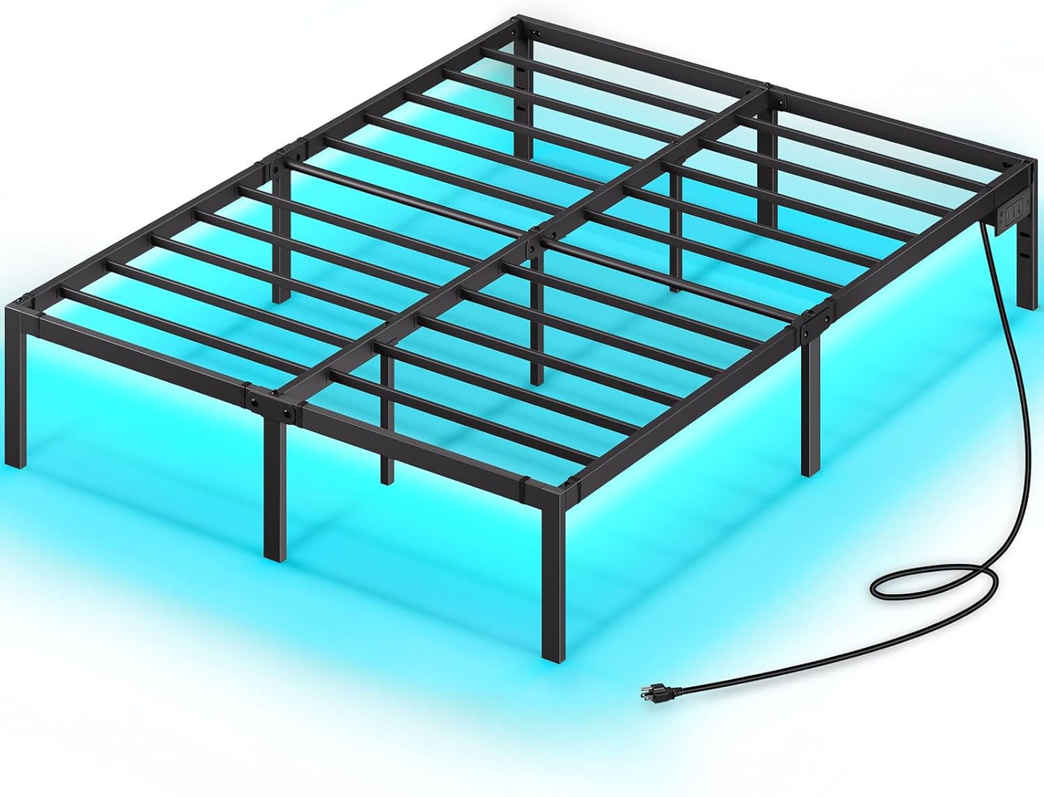 Rolanstar Bed Frame with USB Charging Station and LED Lights