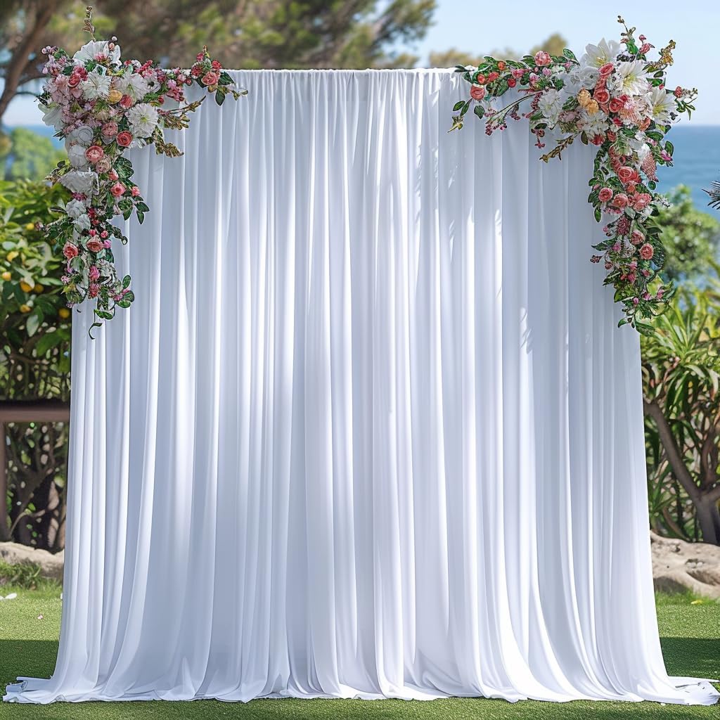 30x10ft Wrinkle Free White Backdrop Curtain for Events and Photos