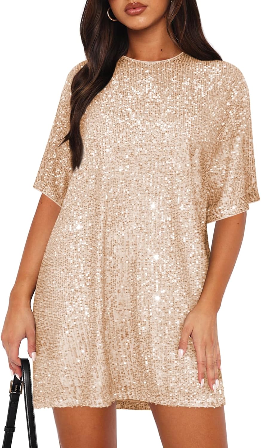 Women's Crew Neck Sequin Dress for Sparkly Party Nights