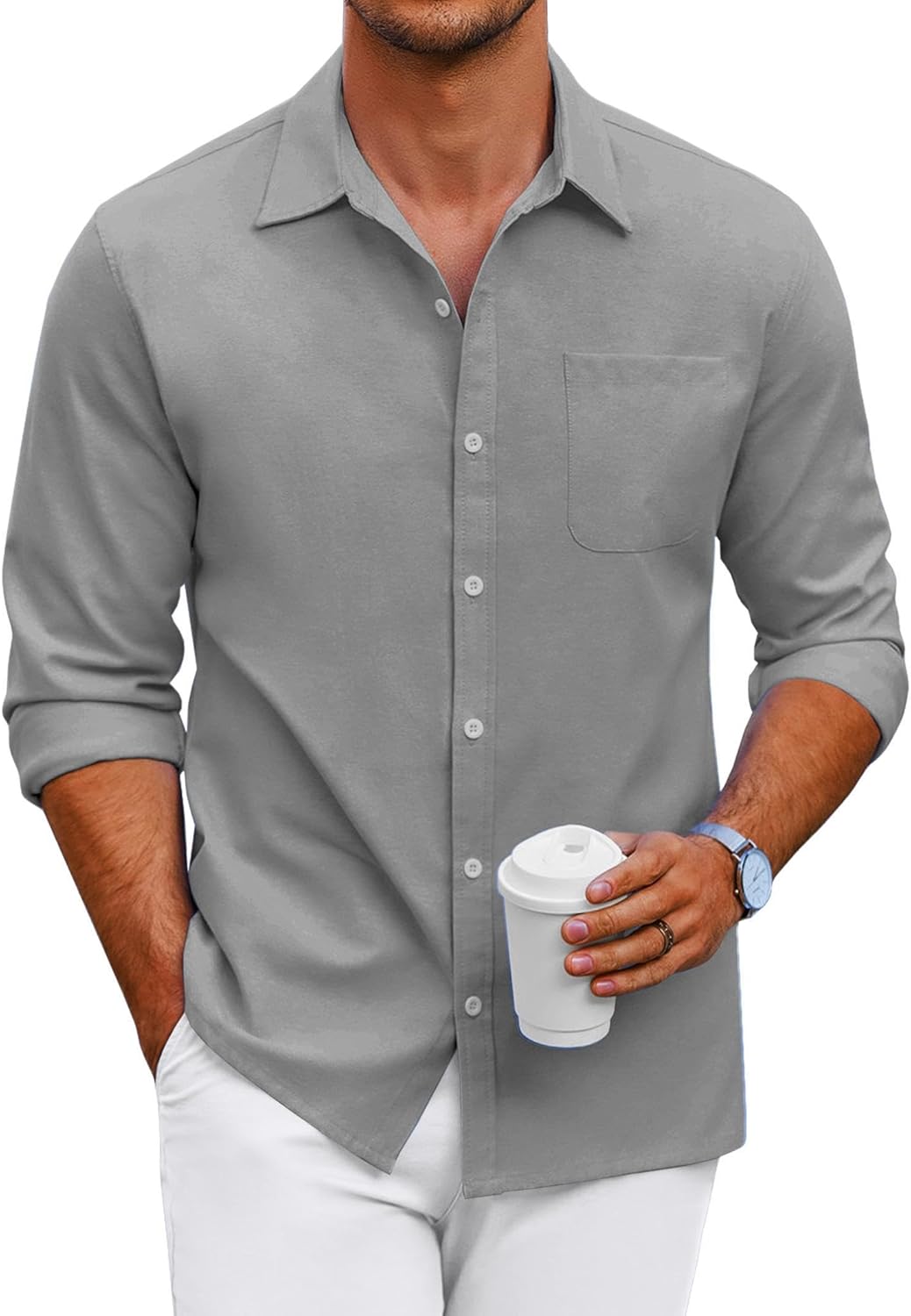 COOFANDY Men's Long Sleeve Oxford Shirt for Casual Style