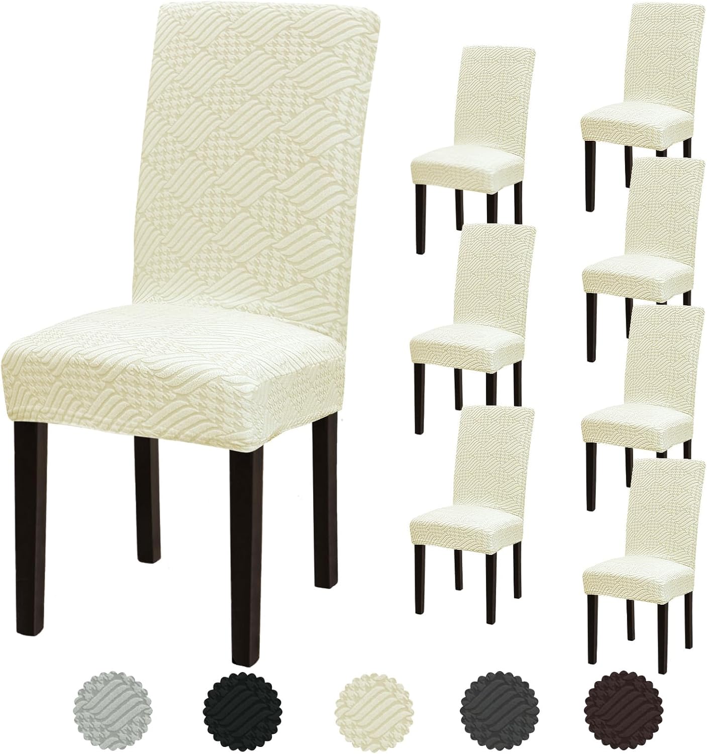 Fafua Stretch Dining Room Chair Covers Set of 8 for Protection