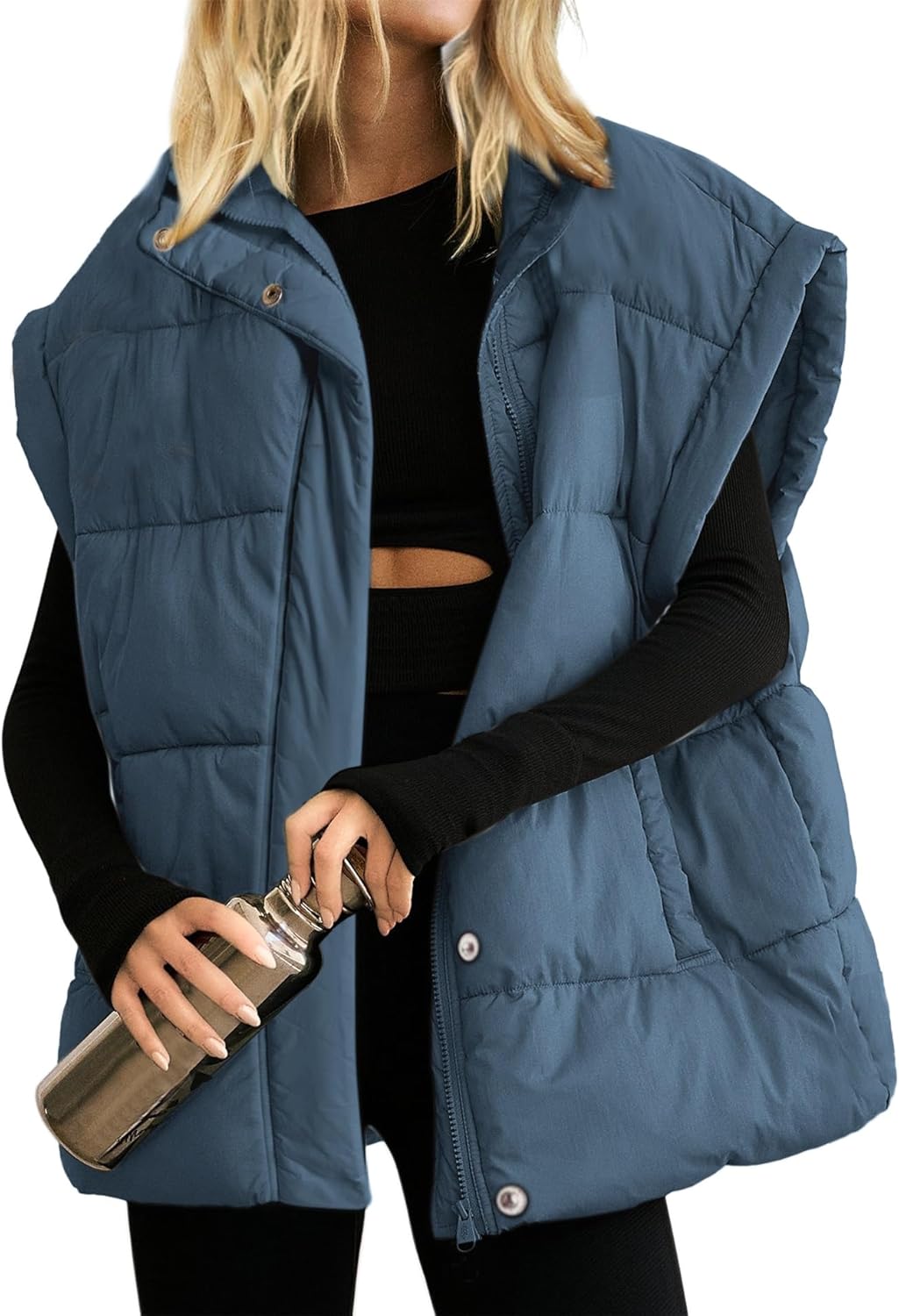 Oversized Puffer Vest for Women - Warm Quilted Bubble Coat