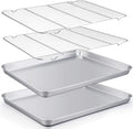 Half Size Stainless Steel Baking Sheet with Rack Set of 4 - Large Pack