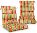EAGLE PEAK Tufted High Back Patio Chair Cushions, Set of 2 - Rainbow