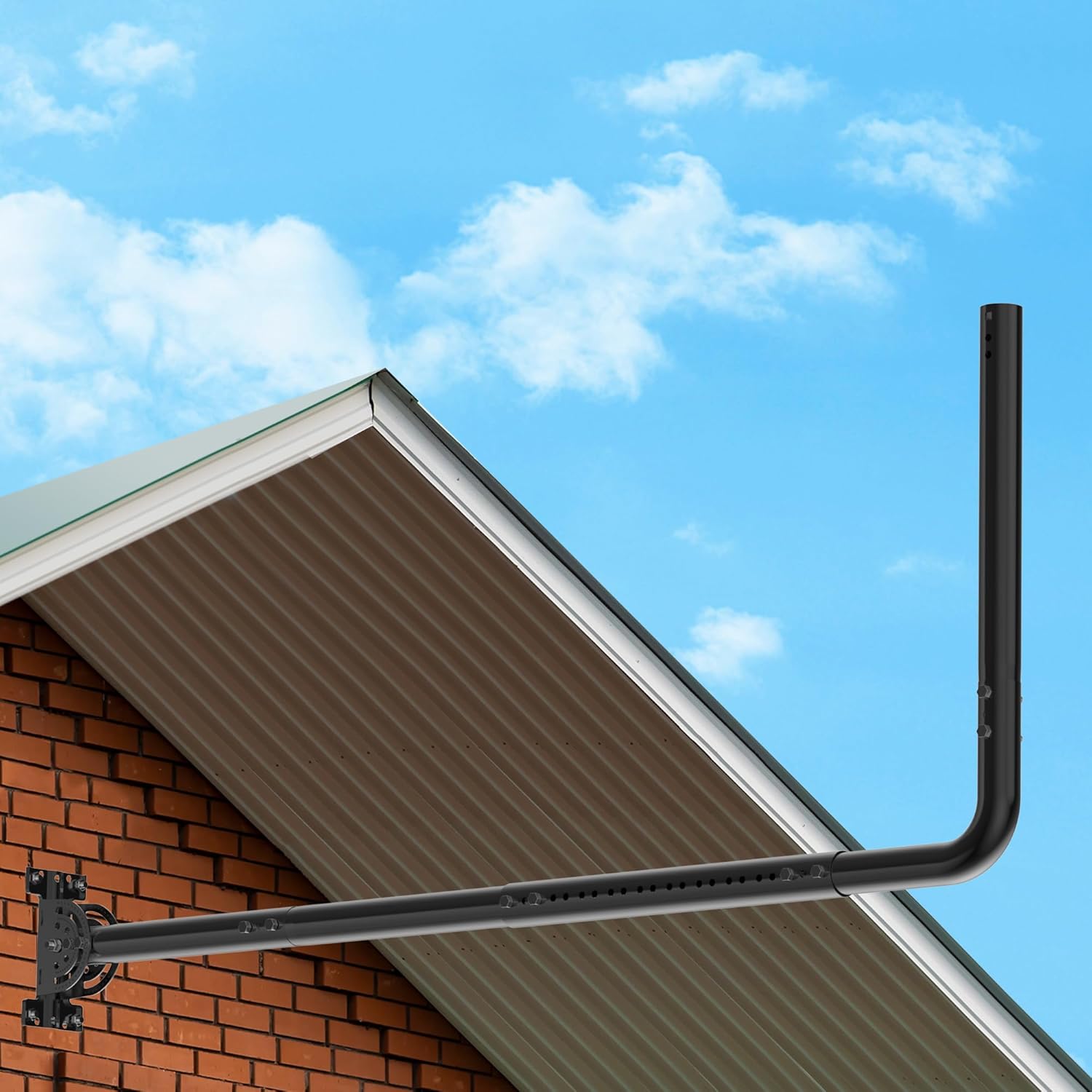 Antenna Mount for Long Wall - Adjustable Eave Mast Bracket Kit