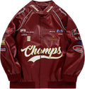 Oversized Faux Leather Racing Jacket Unisex - Streetwear Biker