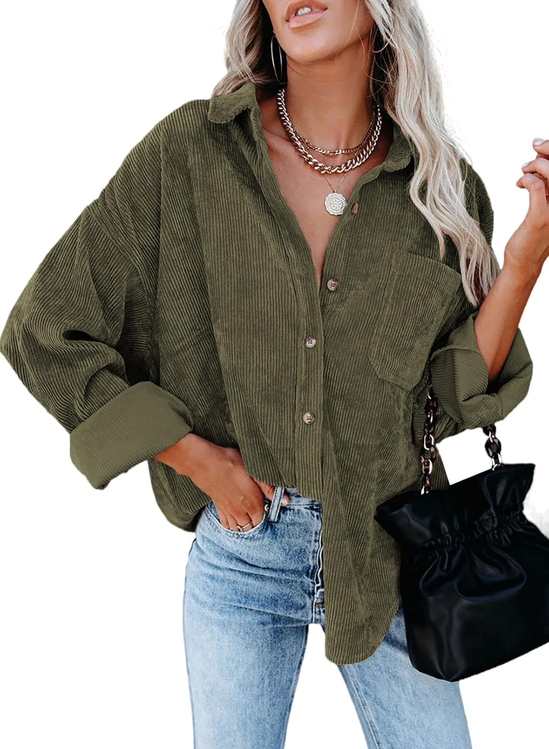 Astylish Women Corduroy Shirts for Casual Long Sleeve Style