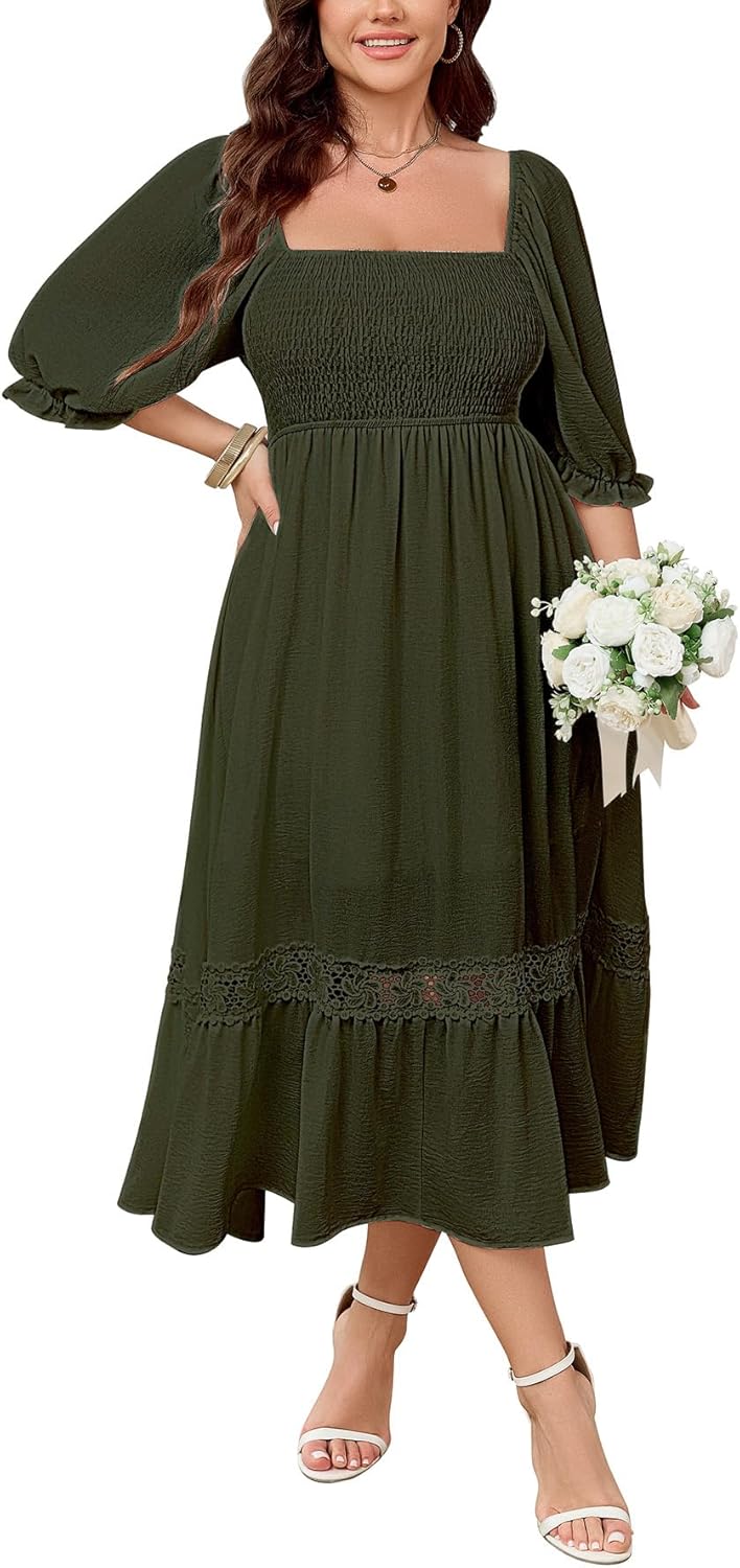 SCOMCHIC Plus Size Maxi Dress for Wedding Guests and Parties