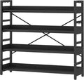 HCHQHS Bookshelf Adjustable Industrial Bookcase - 4-Tier Black