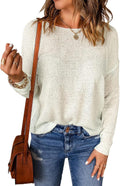 Womens Casual Lightweight Long Sleeve Crewneck Knit Tops S-XXL - Soft