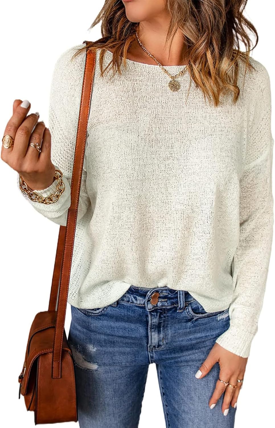 Acelitt Womens Casual Lightweight Long Sleeve Knit Shirts Tops