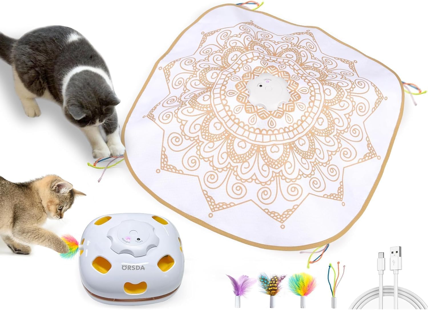 ORSDA 4 in 1 Interactive Cat Toys for Indoor Cats - Fun Playtime