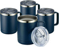 12oz Navy Insulated Coffee Mugs 4 Pack - MEWAY Double Wall