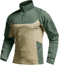 CQR Men's Combat Shirt 1/4 Zip Tactical Long Sleeve - Durable Fit side