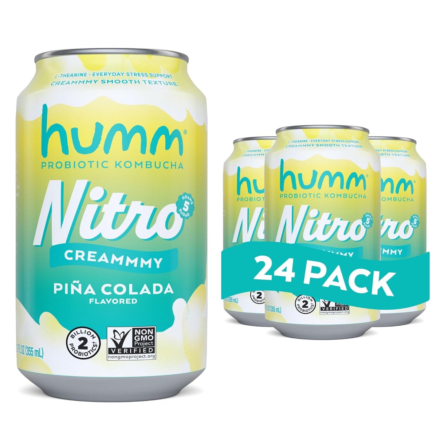Humm Nitro Kombucha Pina Colada - Creamy Probiotic Drink