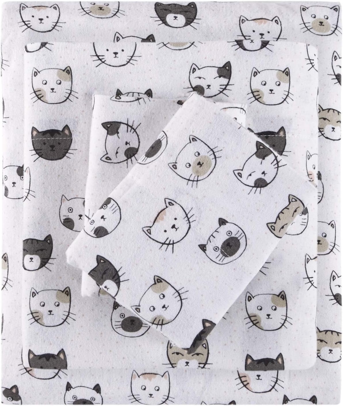 Cozy Soft 100% Cotton Flannel Print Animals Stars Bedding Set