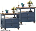 Farmhouse Nightstand Set of 2 with Charging Station - 24in End Tables