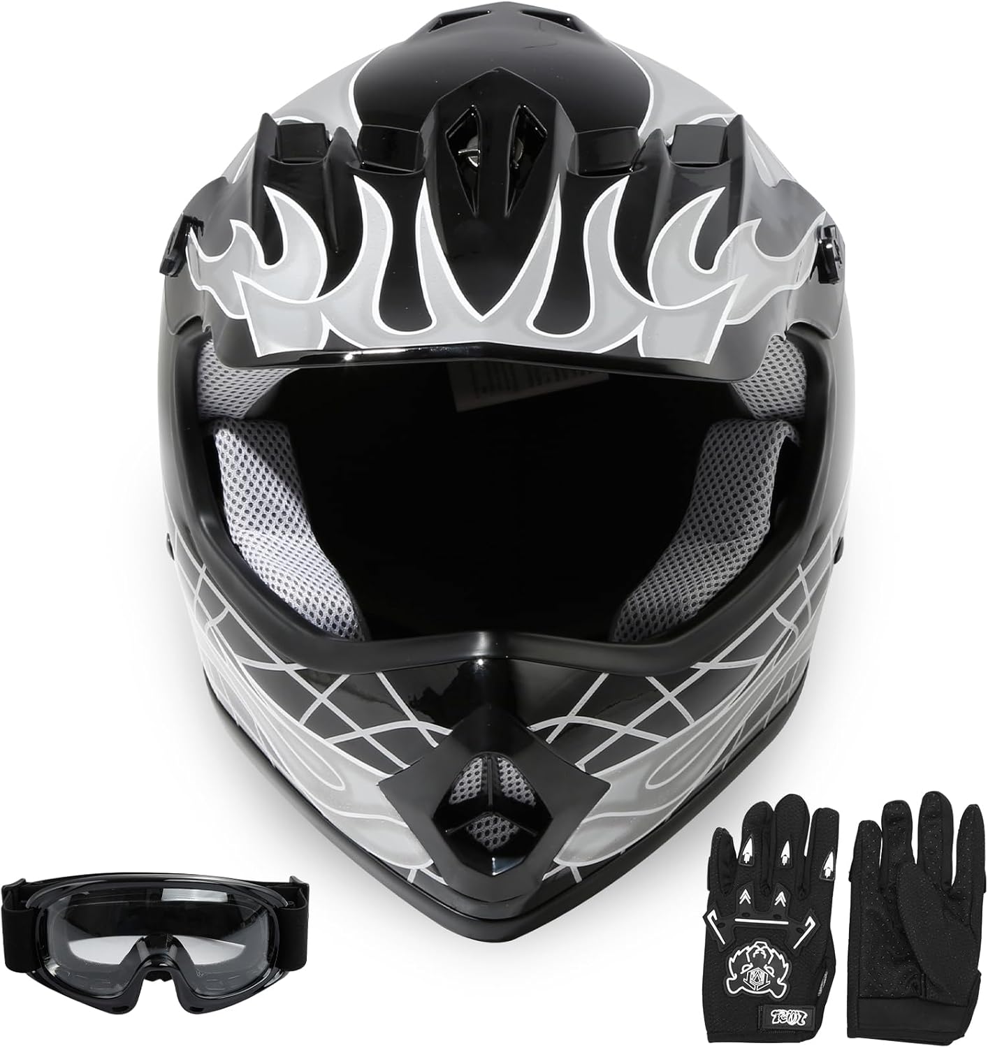 SLMOTO Youth Kids Motocross Offroad Street Helmet with Goggles
