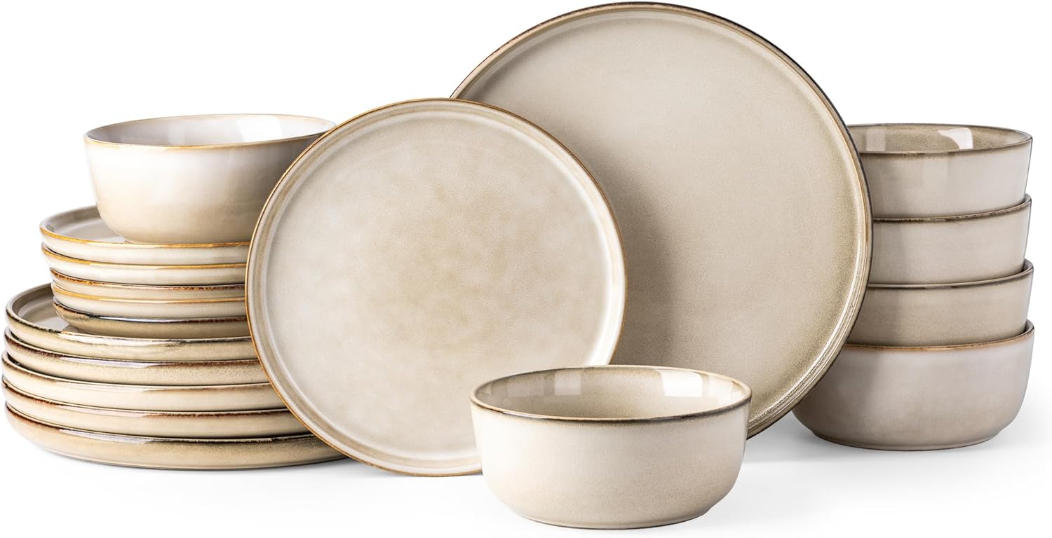 GBHOME Ceramic Dinnerware Set for 6, 18 Pieces Stoneware