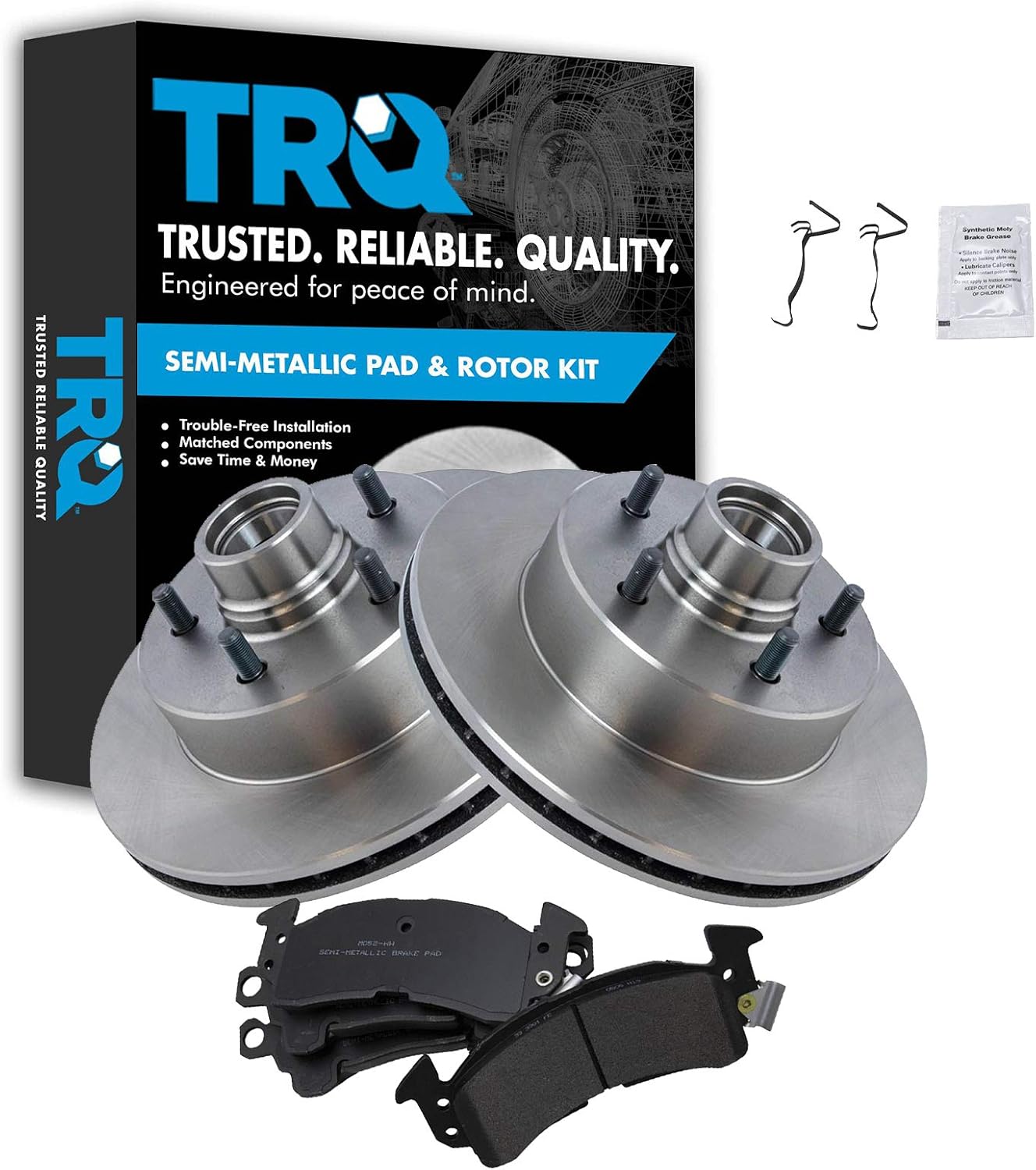 TRQ Front Metallic Brake Pad & Rotor Kit for GMC Safari, Chevy Astro