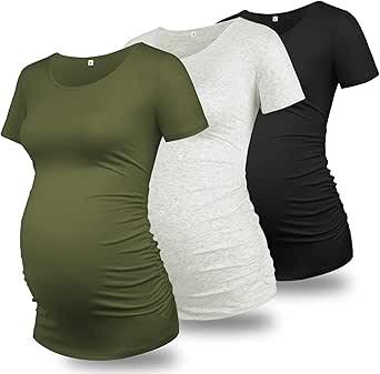 GLAMIX Maternity Shirts for Women Short Sleeve Summer Tops