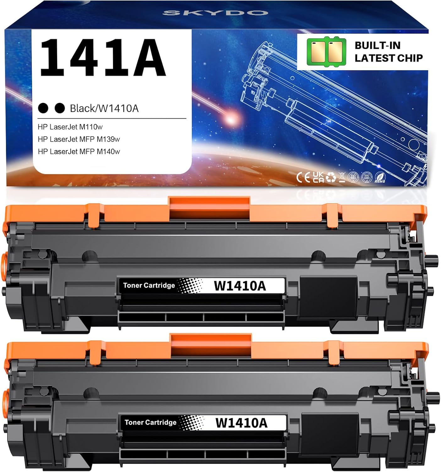 141A Toner Cartridge 2 Black Compatible for HP LaserJet Printers
