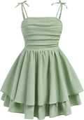 SHENHE Girl's Smocked Ruched A Line Swing Dress - Flowy Summer Cami