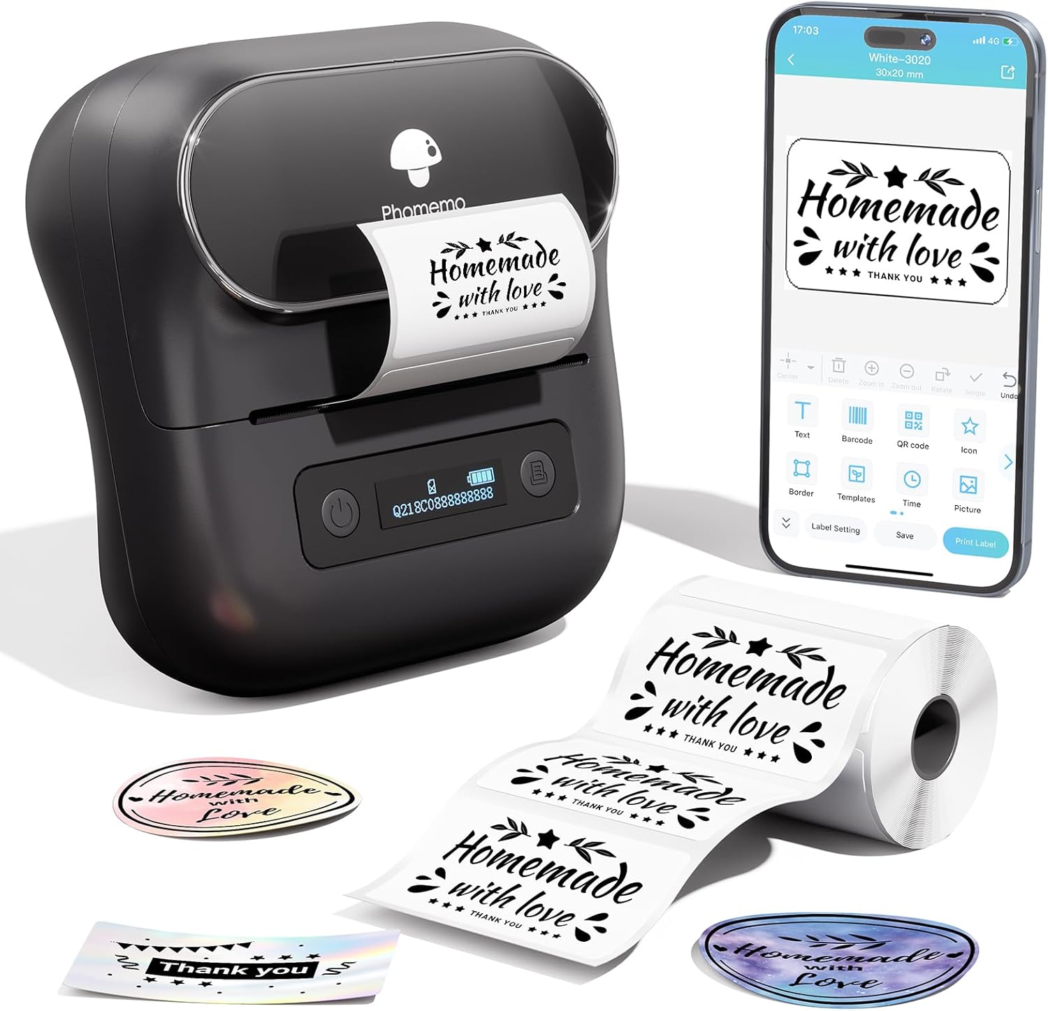 Phomemo M220 Label Maker: Inkless Bluetooth Printer