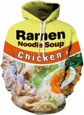 Keasmto 3D Ramen Chicken Noodle Soup Hoodie - Funny Food Pullover