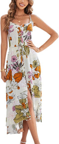 BroVave Women's Summer Boho Polka Dot Midi Sundress - Flowy Comfort