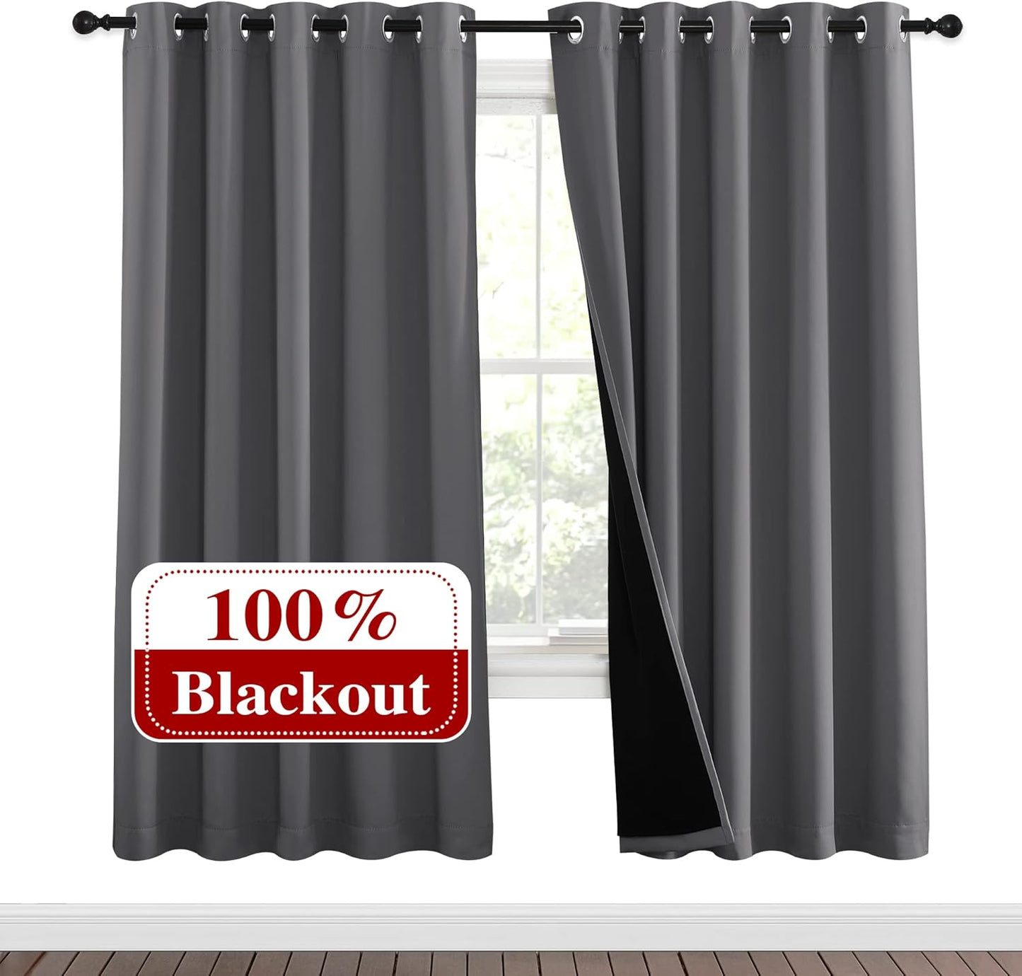 NICETOWN Grey Full Shade Curtain Panels for Energy Efficiency