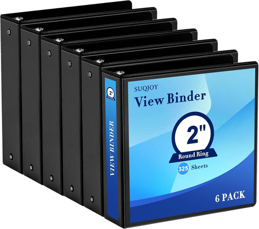 2 Inch 3-Ring Binder Set of 6 for Home, Office, and School