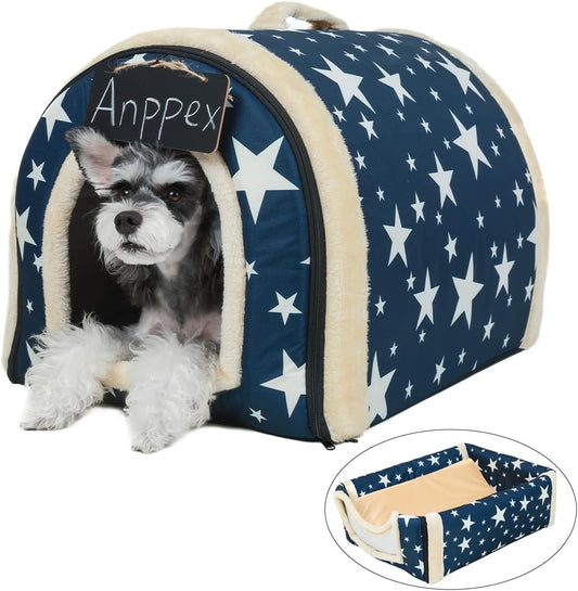 ANPPEX Washable Insulated Dog Bed, L Size Igloo Cave