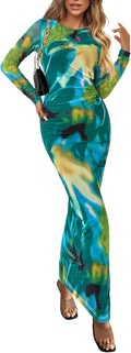 Women's Bodycon Maxi Dress Floral Print - Flattering Ruched Fit Night
