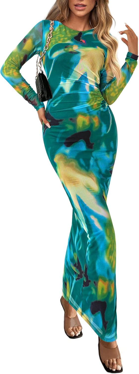 PRETTYGARDEN Women's Bodycon Maxi Dress for Fall and Spring
