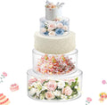 Acrylic 3-Tier Cake Display Stand with LED Strings - Clear Cylinder