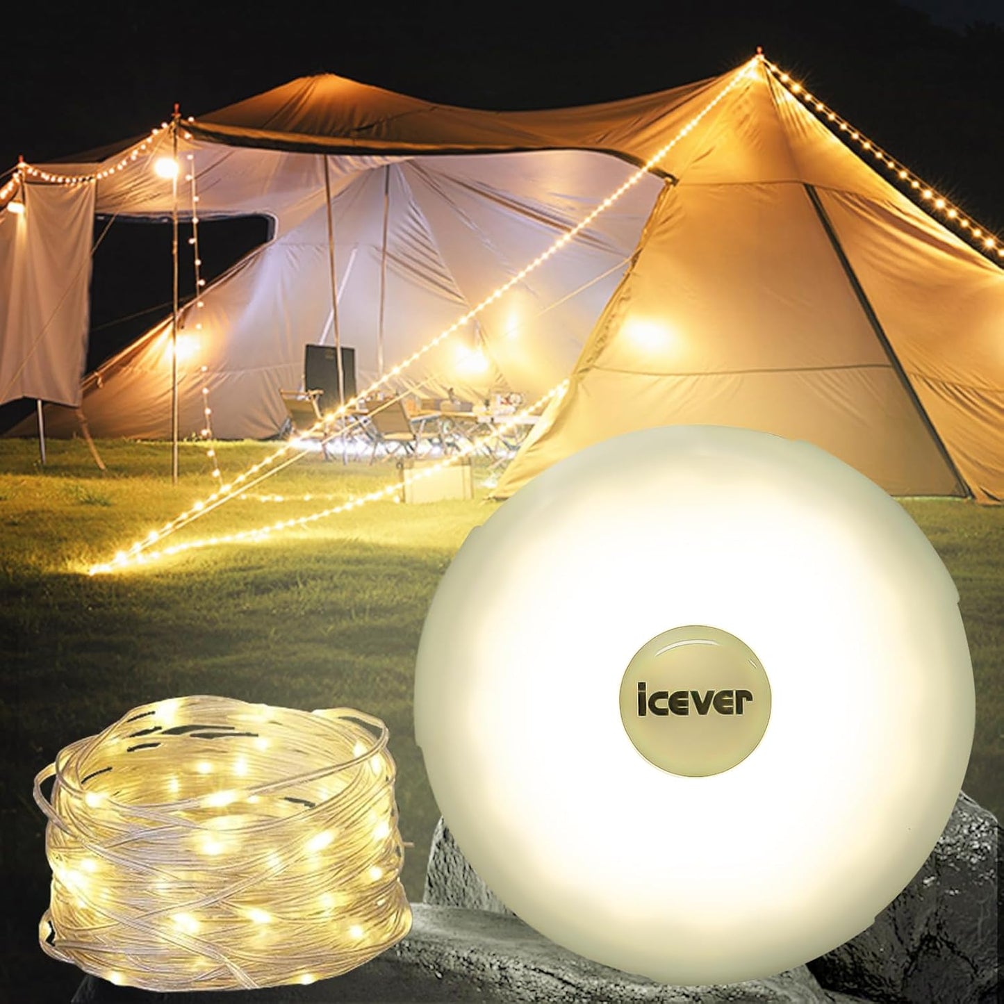 32.8FT Rechargeable Waterproof Camping String Lights
