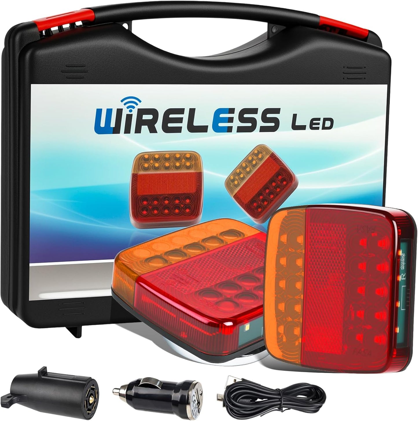 Wireless Trailer Lights Magnetic Kit - Portable LED Tow Tail Lights