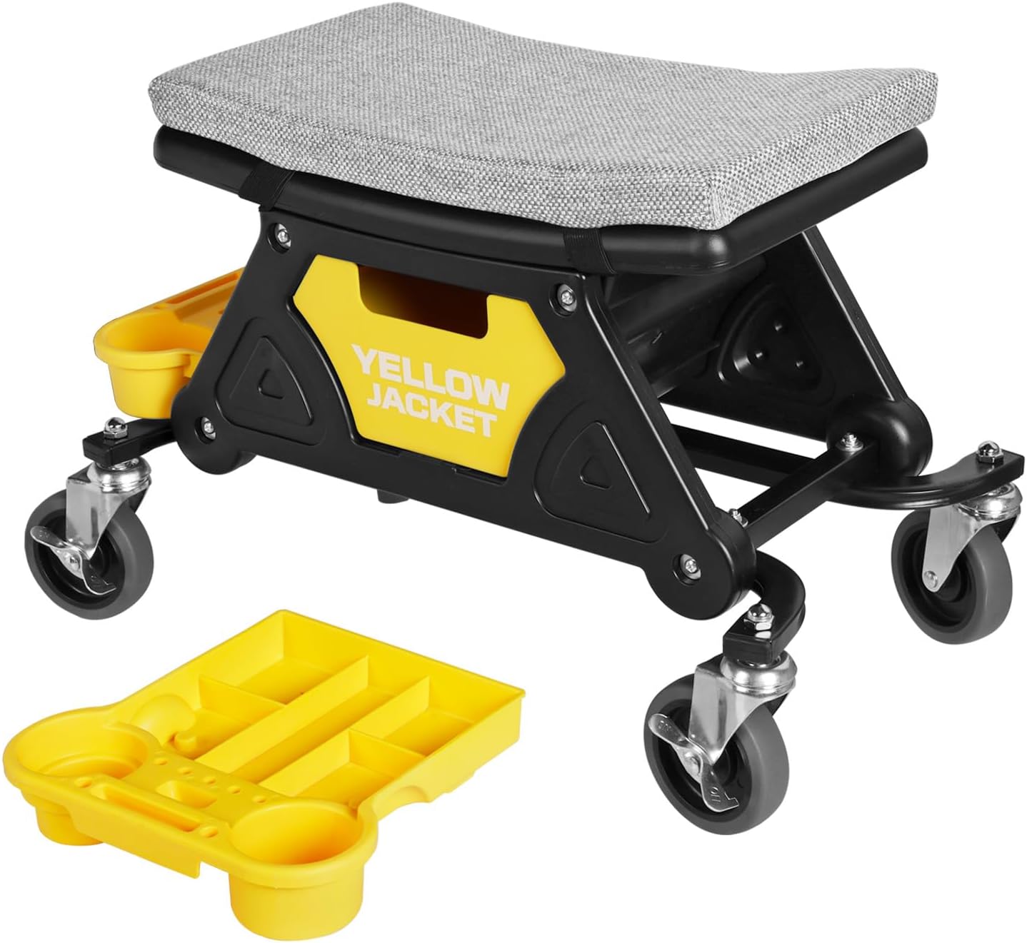 YELLOW JACKET Mechanic Stool with Wheels for Auto Repair Work