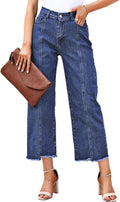 Sidefeel Women's High Waisted Wide Leg Cropped Jeans (Style VTRX)