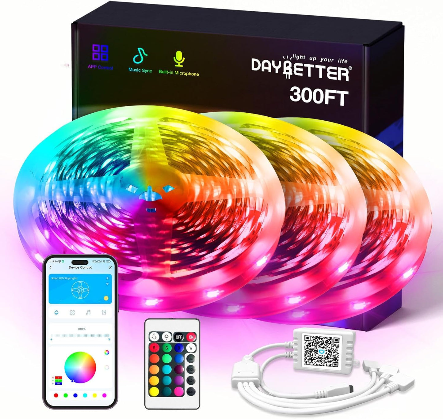 Smart RGB Led Strip Lights for Bedroom, 300ft Multicolor Strips