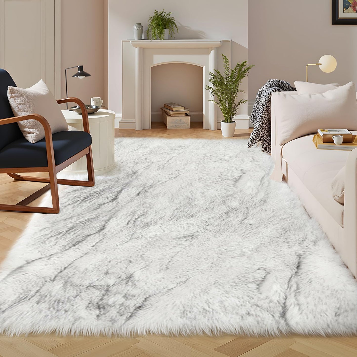 Latepis Faux Sheepskin Fur Rug 8x10 for Living Room Decor