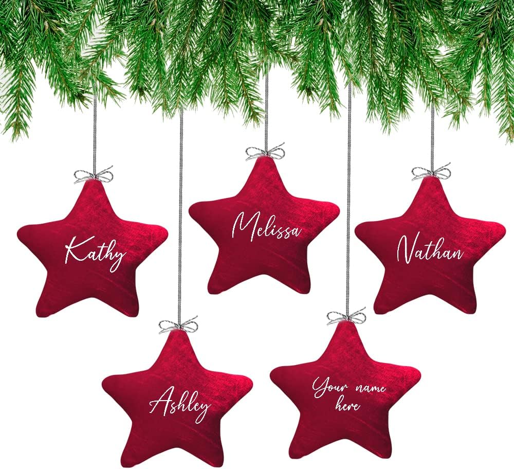 ZIMA BLUE 5pcs Handmade Velvet Hanging Star Ornaments for Christmas