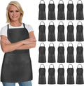 Black Aprons for Cooking with Pockets - Adjustable, Bulk Pack